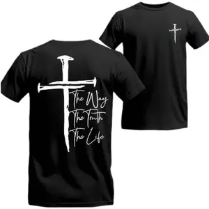 Christian T-Shirt, "The Way, The Truth, The Life" Shirt, Bold Cross Design, Inspirational Scripture Tee, TikTok Trending, Relaxed Fit Men's T-Shirt, Faith-Based Apparel, Perfect Christian Gift, Classic Cotton Shirt