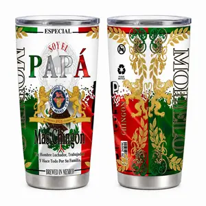 20oz Travel Cup with Lid for Car and Road Trip, Mexican Pride Coffee Tumbler, Insulated Stainless Steel Water Cup for Office Work, Daily Use Drinkware, Father Day Gift for Spanish Speaking Dad, Papa