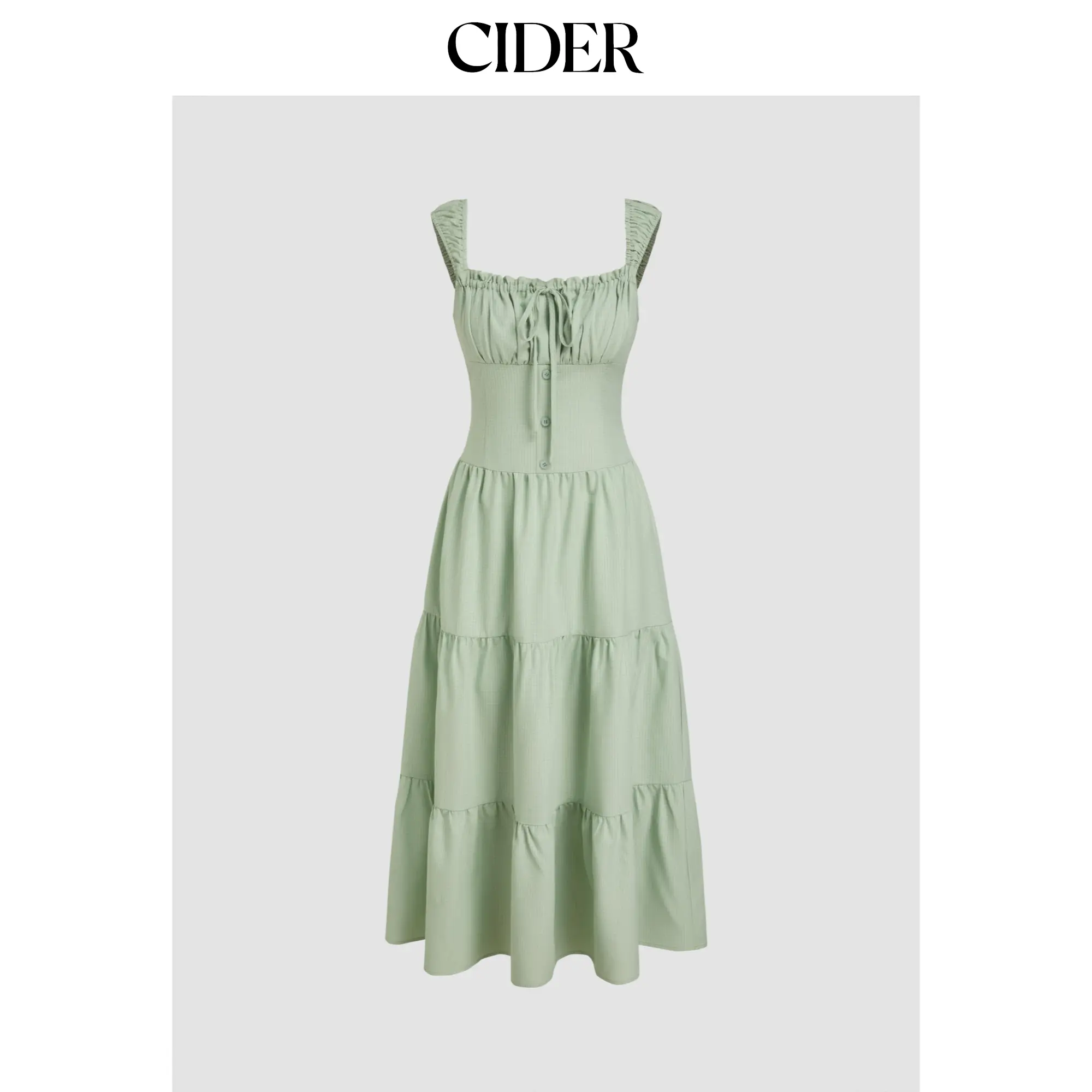 Cider Square Neck Check Tiered Ruffle Maxi Dress SummerFinds
