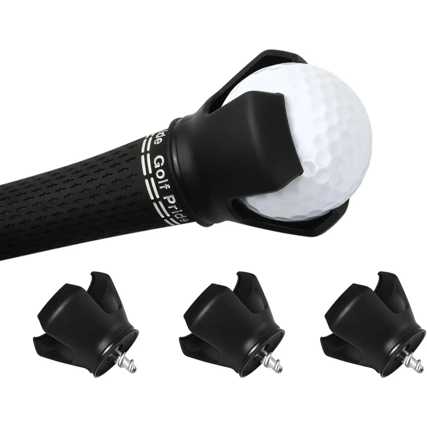 3-Prong Golf Ball Retriever Tool 3 Pieces Putter Ball Picker Upper Grabber Attachment for Golf Clubs