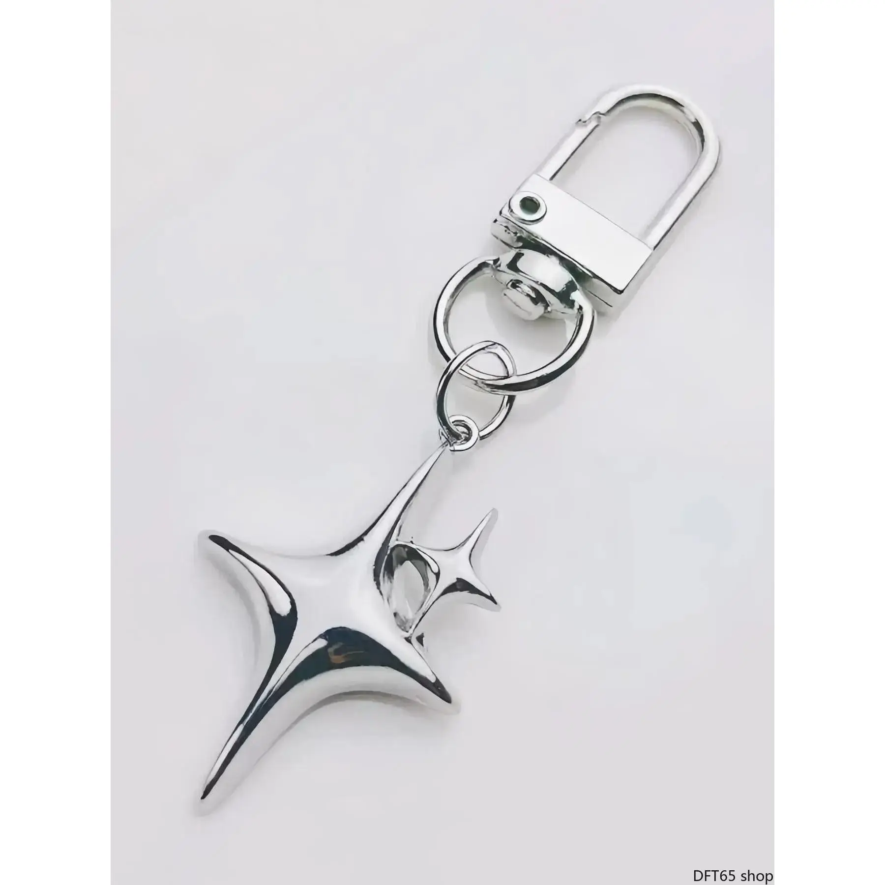 Five Point Star Metal Keychain Matte Smooth Metal Ring Slim Compact Silhouette For Daily Car Key Backpack Earphone Storage Women Trendy Minimalist Versatile Portable Multi-Scenario Decorative Hanging Accessory