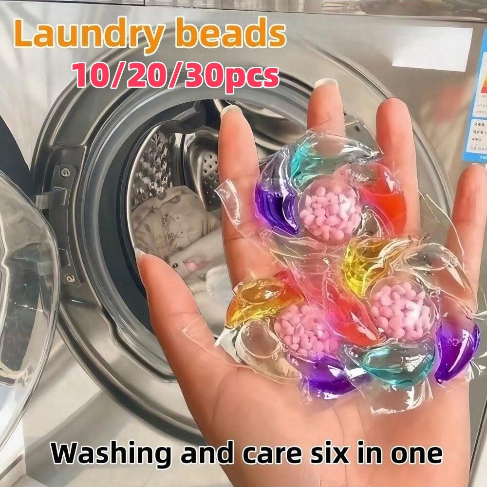 20/30/50pcs 6-In-1 Laundry Detergent Beads, Multi-Purpose Cleaning Solution, Easy to Use & Portable, Perfect for Home & Travel