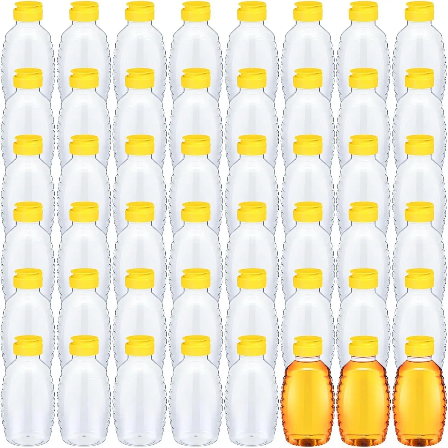 48 Pcs 16 oz Clear Plastic Squeeze Honey Bottles Jars Bulk Empty Honey Container Dispenser with Flip Lid