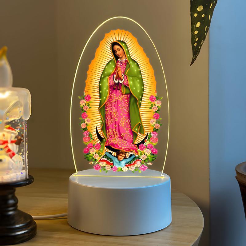 Our Lady of Guadalupe 3D Night Light, Virgin Mary LED Lamp for Home Altar & Prayer Room, Catholic Religious Decor, Spiritual Blessing Gift for Mom