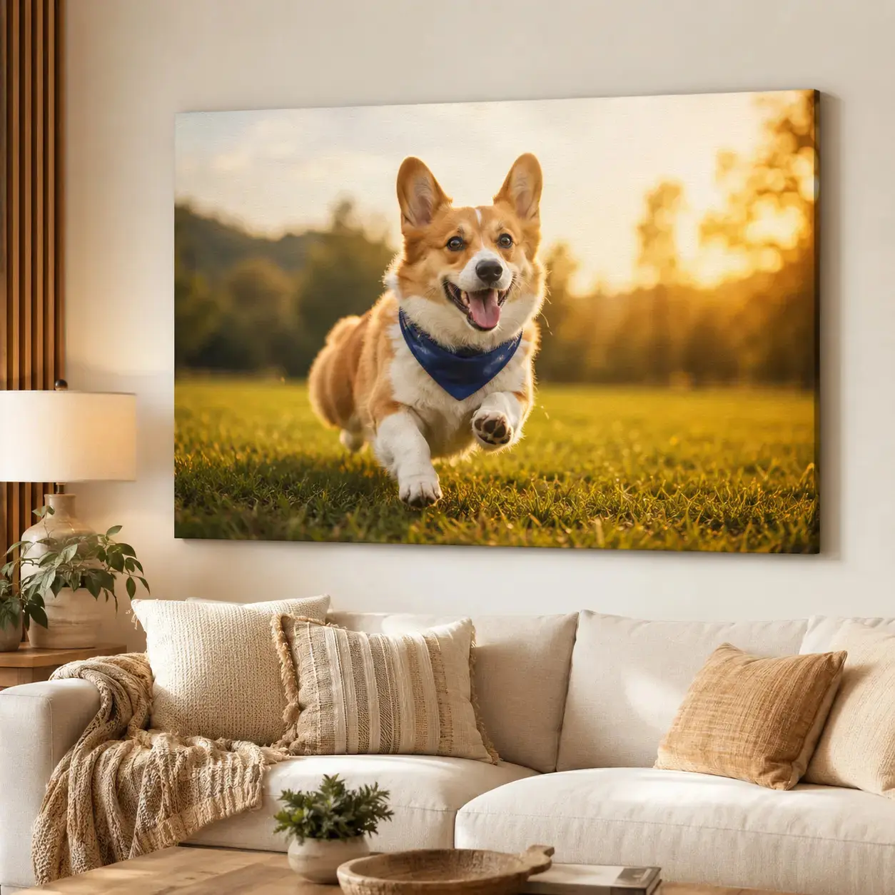 Custom Pet Photo Canvas Wall Decor Poster, Personalized Upload Dog Cat Animal Picture Canvas Print, Custom Pet Portrait Wall Art for Living Room Bedroom Entryway Apartment, Decor Poster Print, Available as Unframed Canvas Poster or Framed Canvas Wrap