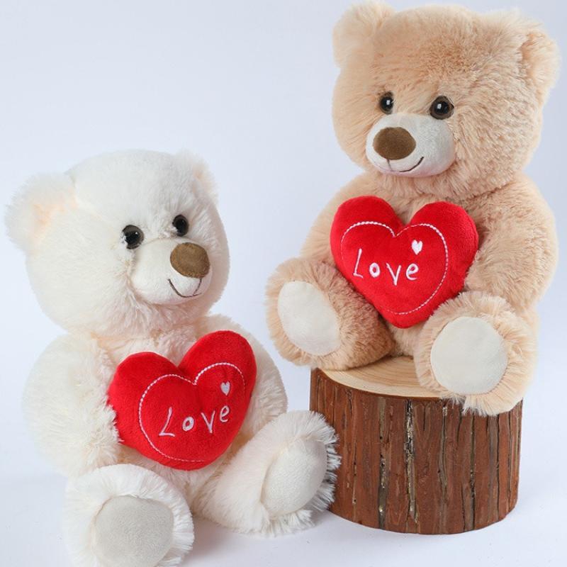 Teddy Bear Stuffed Toys with Love Heart Decor, 1 Count Cute Plush Bear Toy, Birthday Gift for Friend and Girlfriends, Love Gift for Mom