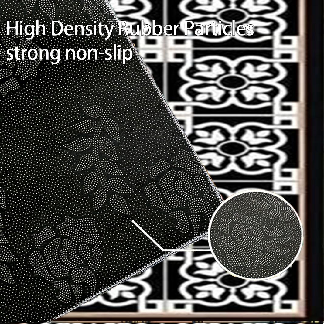 1pc of Black And White Floral Geometric Pattern Vintage Style Kitchen Rug, Hallway Carpet, Long Runner, Soft And Durable, Machine Washable And Easy to Clean,  Non-Slip Backing, Suitable for Kitchen Mats