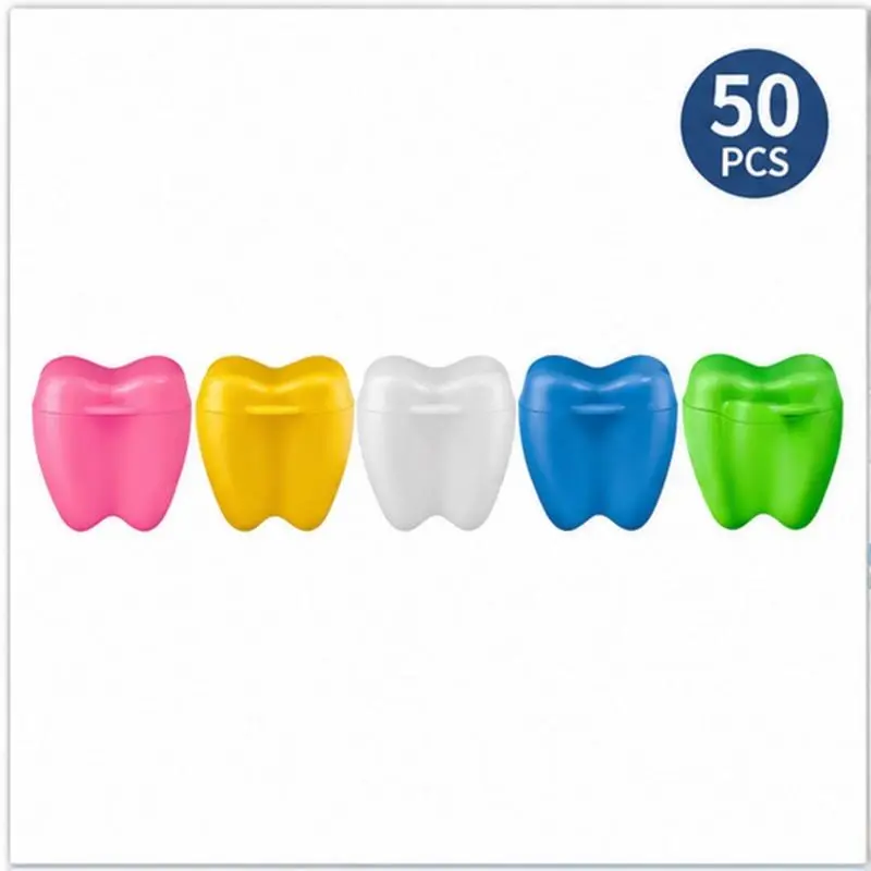 50-Piece Multi-Colors Small Size Plastic Denture Bath Boxes, 0.87x0.79x0.69in Storage Holders for Cleaning Denture, Jewelry & Storing Teeth, Travel Favors for Teachers, Home Organizer Goodie Bag Fillers