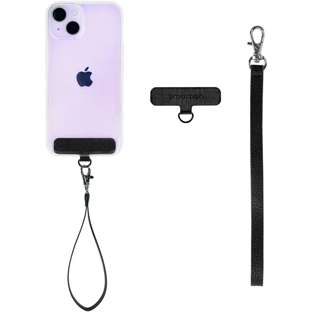 Phone Wristlet - Case Clinger -   Holder with Detachable Wrist Strap Loop for  Phone Cases - Black Vegan Leather