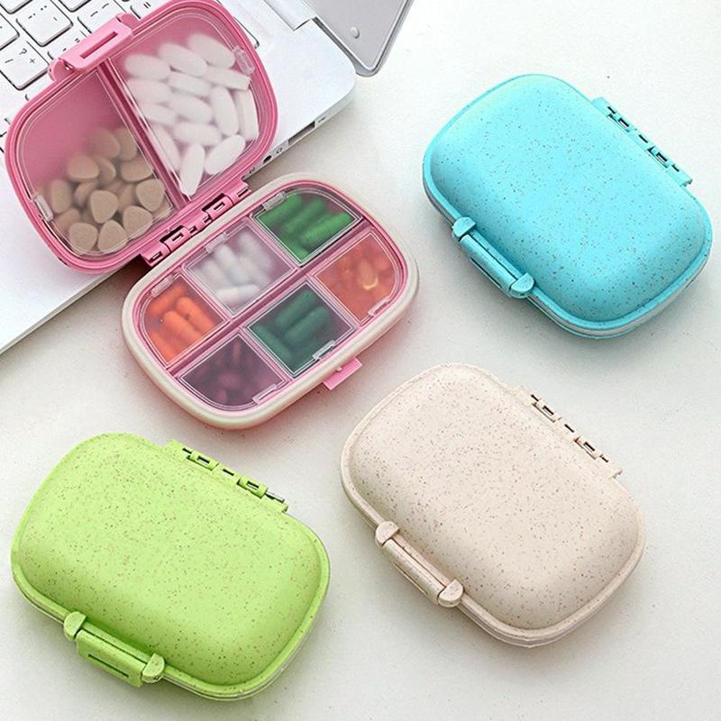 Portable 8-compartment Pill Box, 1 Count Pill Container with Removable Lid & Lock, Household Pill Organizer, Dustproof Medicine Organizer for Daily Medicines, Supplements, Vitamins and Fish Oils