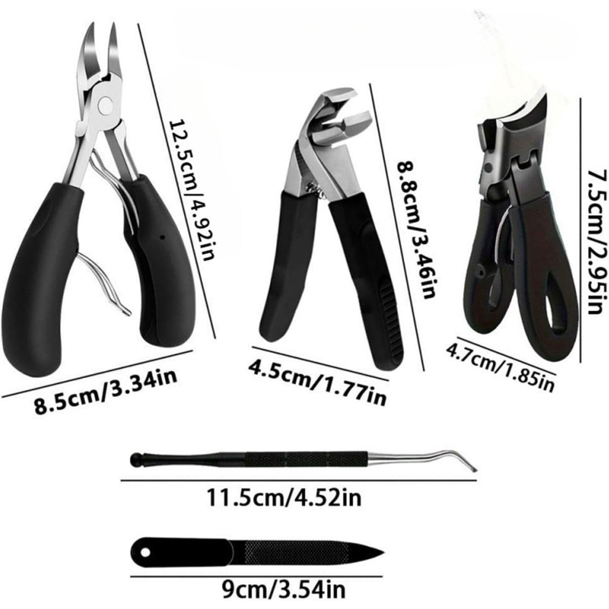 Stainless Steel Nail Clipper Set 5 Piece Professional Grade for Thick Hard Ingrown Nails Eagle Beak Design Men Women Personal Care Kit Home Travel Rust Free