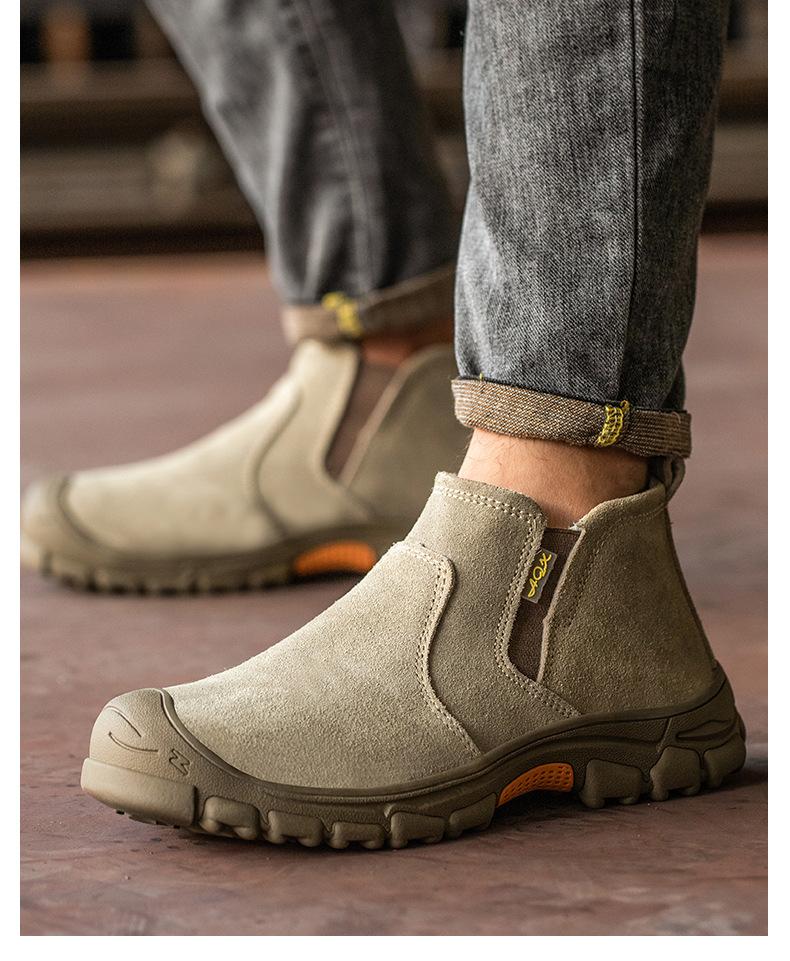 Men's Summer Breathable Anti-Smash Anti-Puncture Lightweight Welding Anti-Scald Construction Site Work Shoes with Steel Toe
