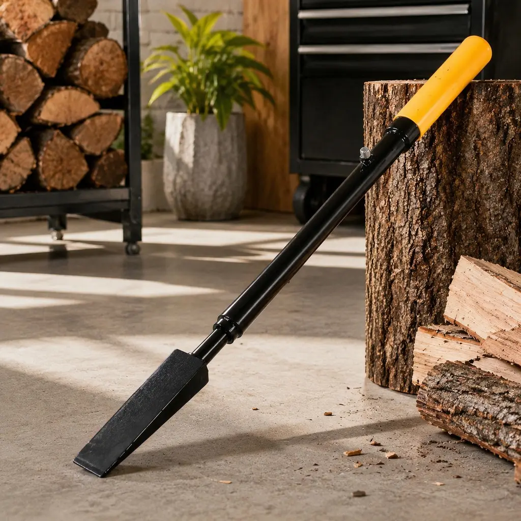 Heavy-Duty Manual Log Splitter Slide Hammer - 13.20 lbs, 32.20 in Metal Hand-Operated Wood Splitting Tool for Home, Camping, Garden with Black Body, Yellow Handle, Powerful Strike Capability