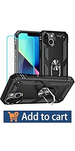 for iPhone 13 Case, Case iPhone 13 with HD Screen Protector, Military Grade Protective Cases with Ring for iPhone 13 (Red)