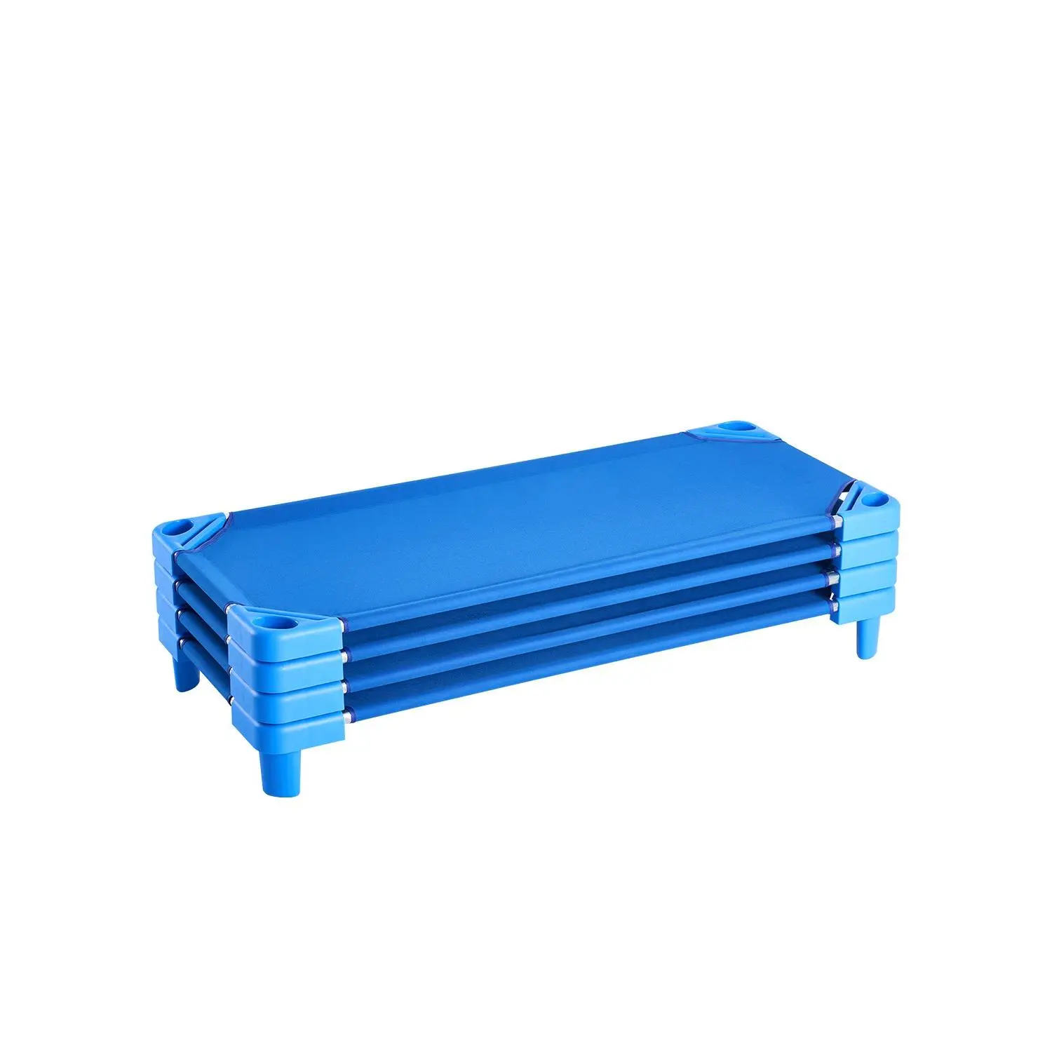 VEVOR Stackable Kiddie Cot, Pack of 4, Portable Toddler Nap Cots, Standard Size 52" Lx 23" W Daycare Cots for Kids, Preschool Classroom Daycare Beds for Sleeping, Resting, Naptime, Blue
