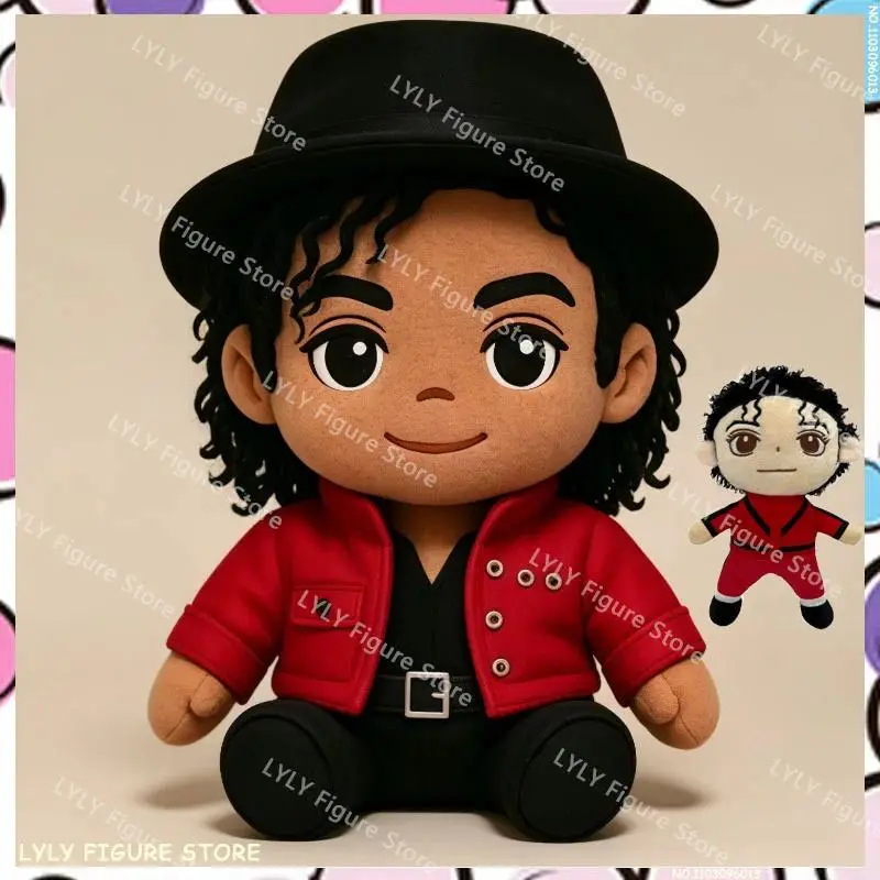 Red Michael Cute Plush Doll 25cm Soft Stuffed Toy Collectible Figurine For Michael Music Fans Home Decor Indoor Decoration