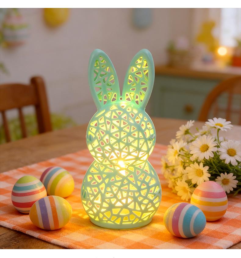 3D Printed LED Easter Hollow Rabbit Lamp, Festive Rabbit Party Decoration Ornament