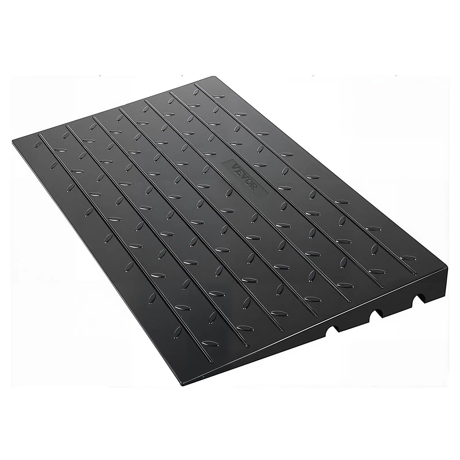 【DealsForYouDays】VEVOR Rubber Threshold Ramp, 4 Rise Threshold Ramp Doorway, 3 Channels Cord Cover Rubber Solid Threshold Ramp, Rubber Angled Entry Rated 2200 Lbs Load Capacity for Wheelchair and Scooter