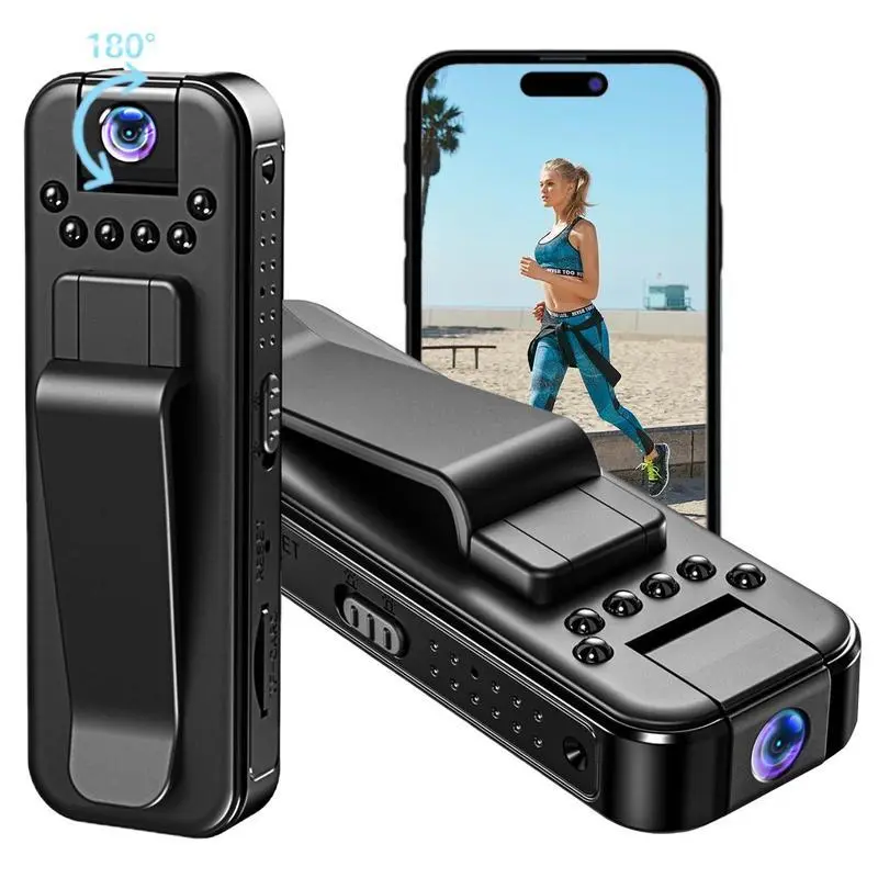 1080P HD Mini Clip Camera - Portable WiFi Video Recorder with 180° Rotating Lens, Compact Wearable Vlog Camera for Cycling, Hiking