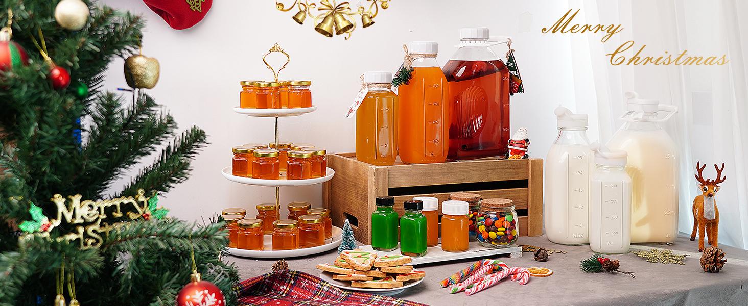 THE WELL KEPT 4 Pack 1 Liter (32 Oz) Glass Milk Bottles With Scale, 100% Airtight Heavy Duty Screw Lids, and 2 Pour Spouts-For Milk, Honey, Jam, Creamer-Dishwasher Safe (Extra 2 Lids Included) Silicone Beverage