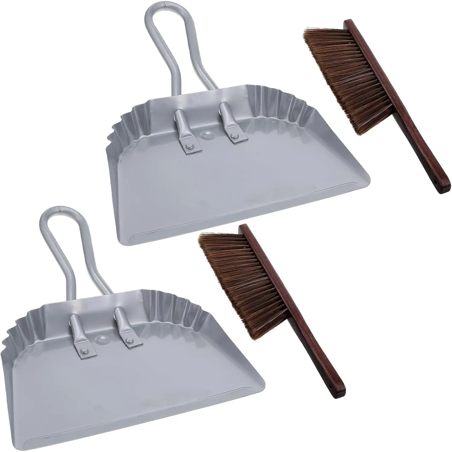 2 count Metal Dustpan and Brush Set, 12In  Handheld Dust Pan and  Broom,Heavy-Duty Dust Pans Metal  Flat Against Floor for Patio///Outdoor