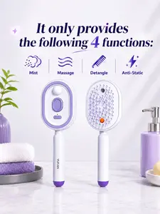 Electric Spray Air Cushion Massage Comb with Self-Cleaning, Anti-Tangle, Anti-Static, Volumizing Functions and Essential Oil Mist Aromatherapy Hair Care
