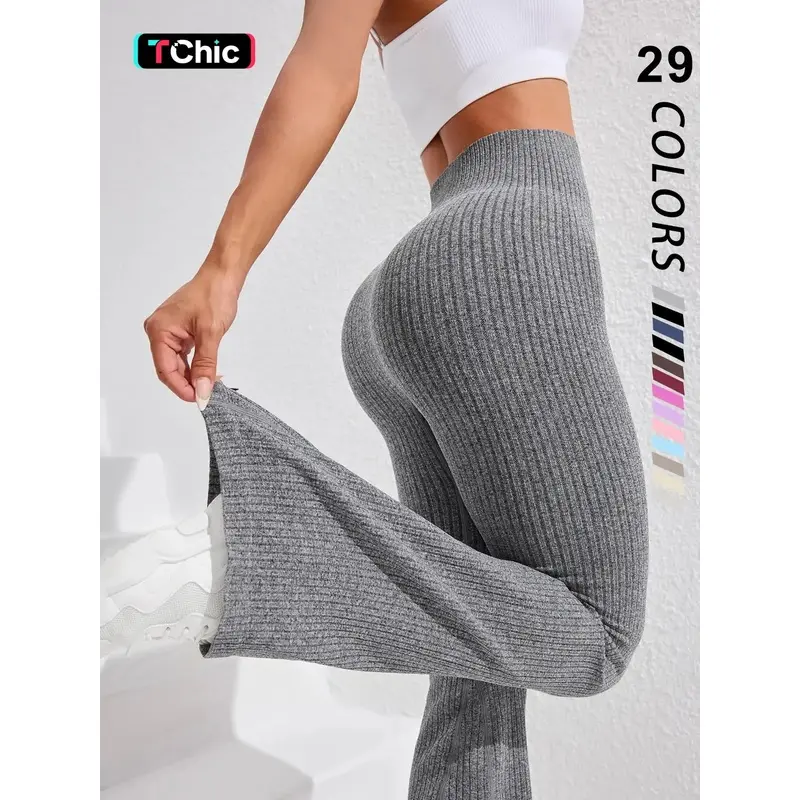 Women's Solid High Waist Sports Leggings, Comfy Breathable Skinny Pants for Yoga Gym Workout Running, Ladies Sportswear, Athletic Sportswear for All Seasons, Flare Leggings, Skinny Yoga Bottoms, Fitness Pants, Activewear For Yoga