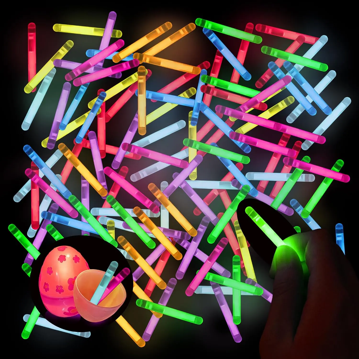 Mini Glow Sticks Bulk 100 count, Glow in The Dark Small Glow Sticks for Easter Egg Fillers,8 Colors Glow Sticks Party Favors, Halloween Party Supplies, Birthday Goodie Bags, Classroom Prizes DIY Crafts