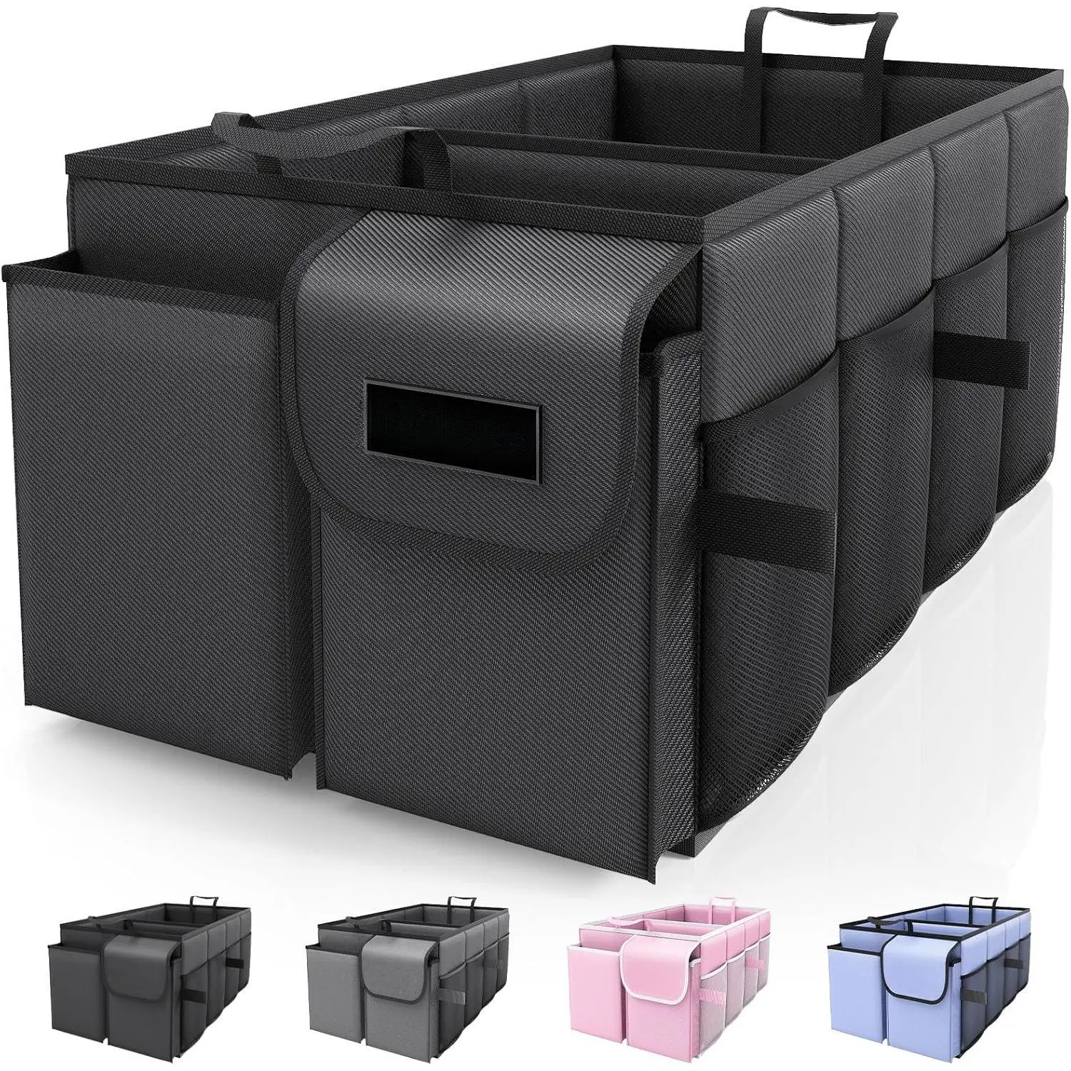 Trunk Organizer - Foldable  Organizer for SUVs & Sedans Storage | Sturdy  Organization for Men & Women,  Accessories, Tools, Sundries, Black, 2 Compartments, 21.3" x 12.6" x 10.6"