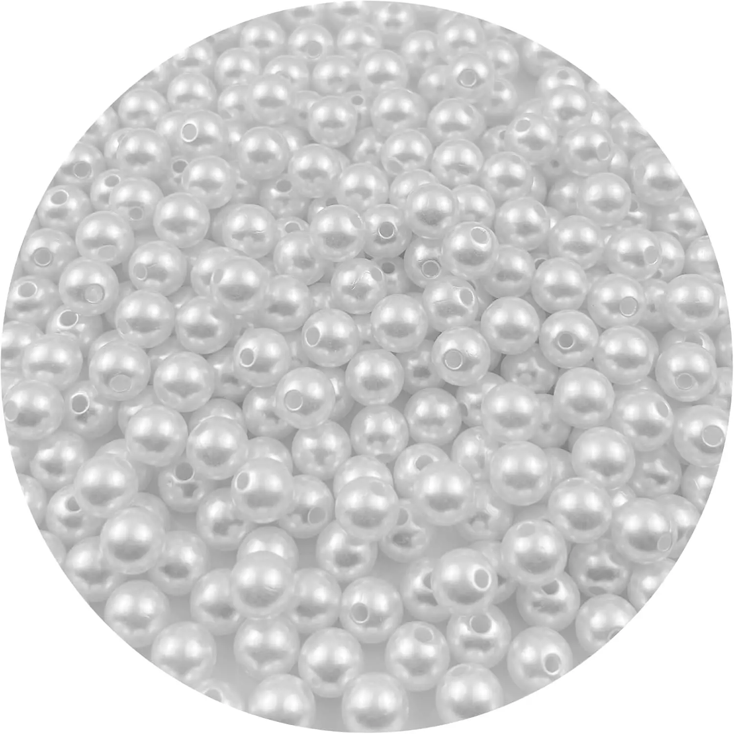 300 count 10MM  Beads with Hole ABS   for  Making, Bracelets, Necklaces, Hairs, Crafts, Decoration and Vase Filler(30-White)