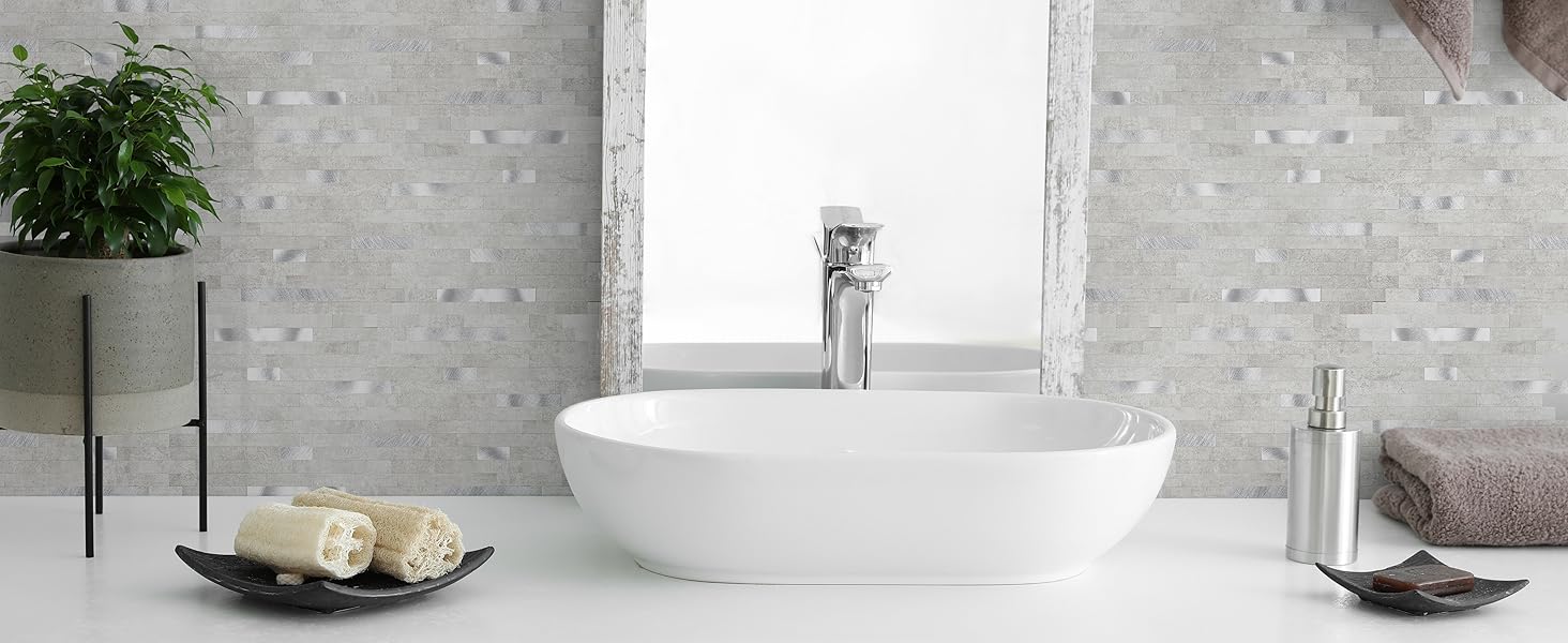 2026 New Peel and Stick Stone Tile Backsplash, Stick on Tiles for Backsplash,, Fireplace (10 Sheets, Bright Carla White)