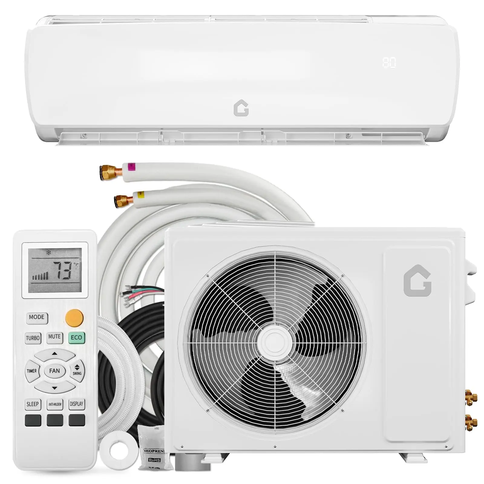 GARVEE 12000 BTU Ductless Inverter Mini Split Home AC Unit - 19 SEER2 Heat Pump, 115V, Cools Up to 750 Sq. Ft. White Room Aircon for Home Use
