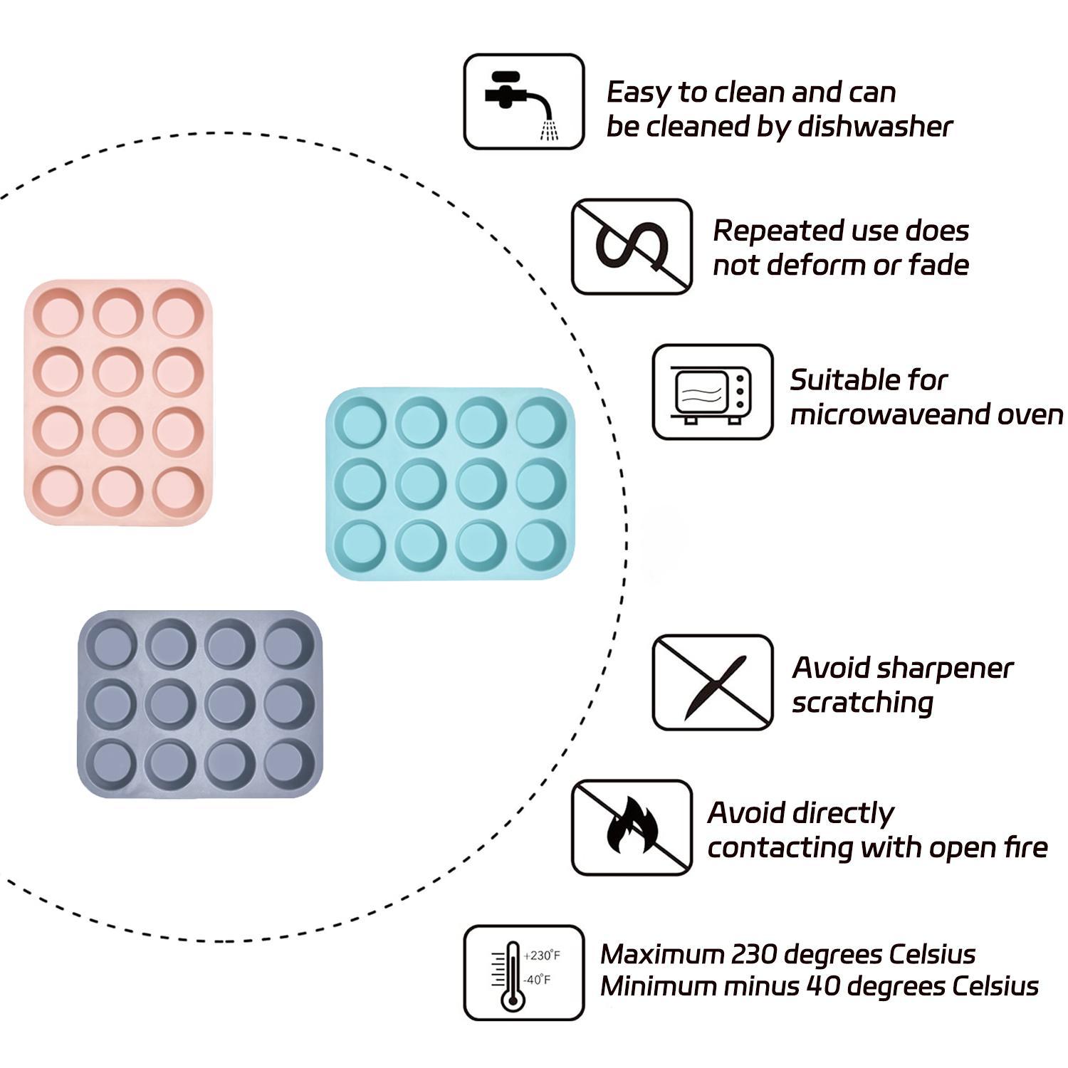 Silicone Baking Molds Set, 3-Piece Mini Pancake & Cupcake Mold, Dishwasher Safe, Oven Compatible, Perfect for Home Baking