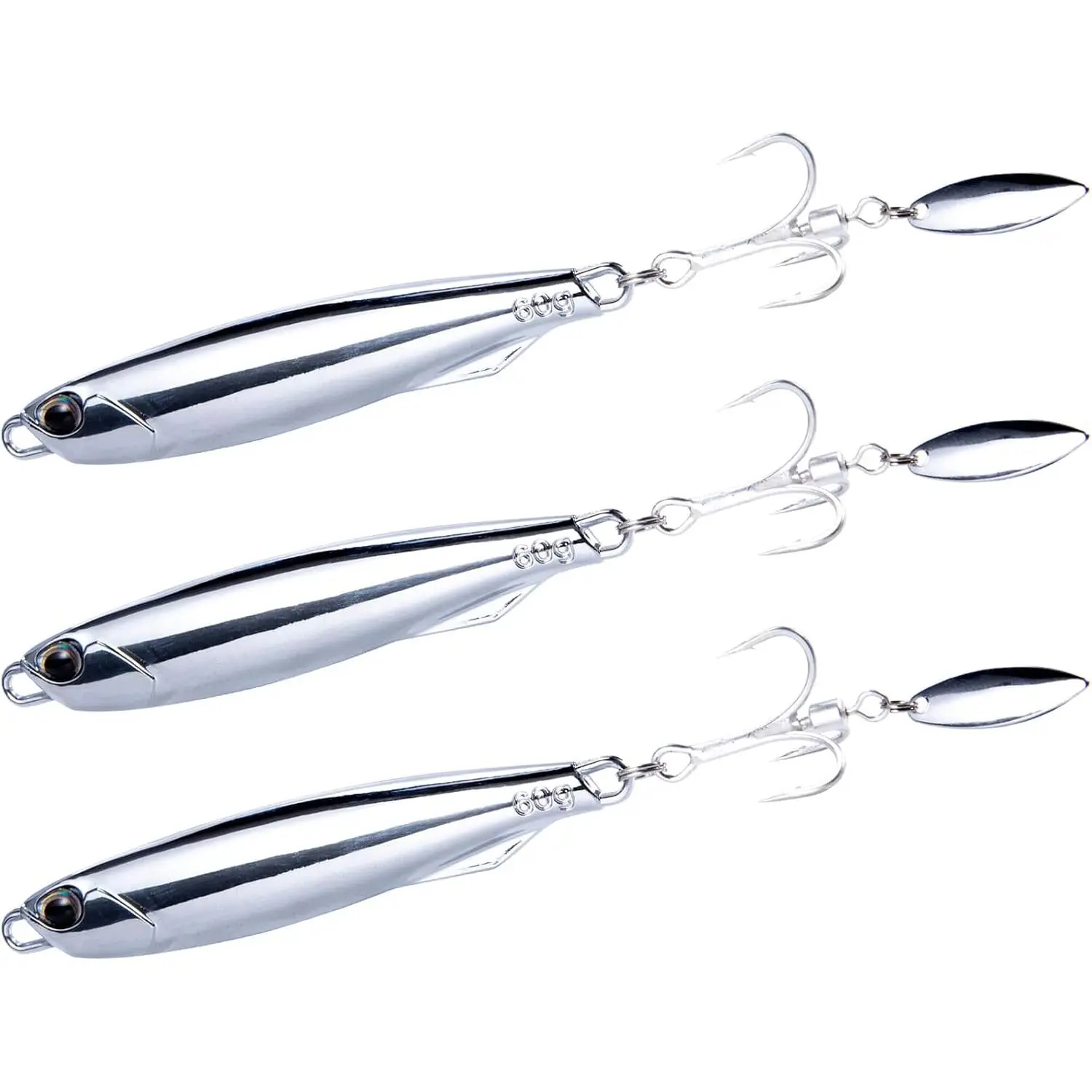 3 Pack Jigging Spoons Metal Casting Jigs Bladed Treble Hooks Saltwater Casting Spoons Surf Fishing Trolling Lures Vertical  Jigs Mackerel Striper Bluefish Lures