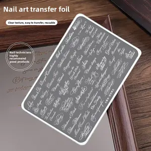 Ins Viral Cursive English Nail Stamping Plate, Vintage Handwritten Script Patterns, Beginner-friendly Easy Transfer, For Creating Elegant Text Nail Art, Affordable Multi-functional Nail Stamping Tool