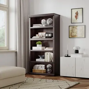 3-Tier/5-Tier Rustic Farmhouse Wooden Bookcase with Large Storage Space, Reinforced Sturdy Freestanding Display Shelf Holds Heavy Books, Multi Scene Storage Furniture for Living Room Bedroom Home Office Study Room