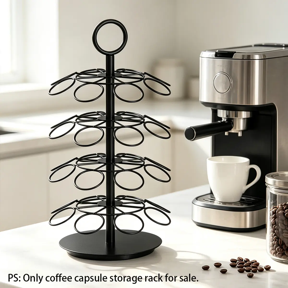 Coffee Capsule Storage Rack, Countertop Organizer, Large Capacity, Space-Saving, Fashionable Design, Kitchen Counter Shelf