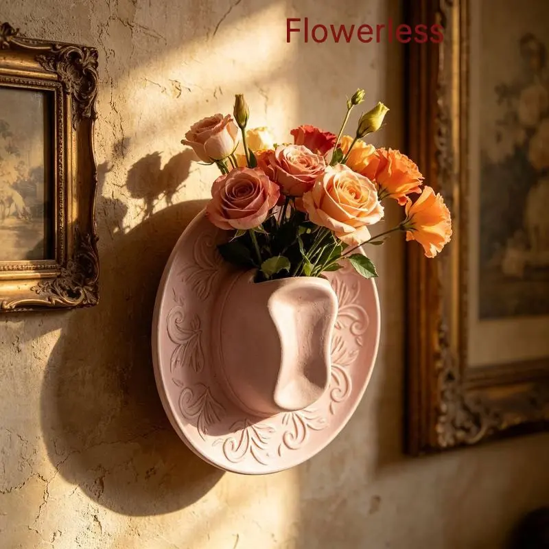 Indoor Plant Hanging Wall Planter, Resin Cowboy Style Floral Wall Vase, Wall Plant Holder for Bathroom, Living Room, Office, Home Decor