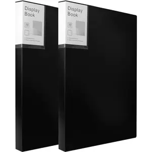 2 Packs 9"x12" Black Art Portfolio Binder Folder, 30 Pockets (60 Page Capacity) with Protective Film Plastic Sleeves for Artwork