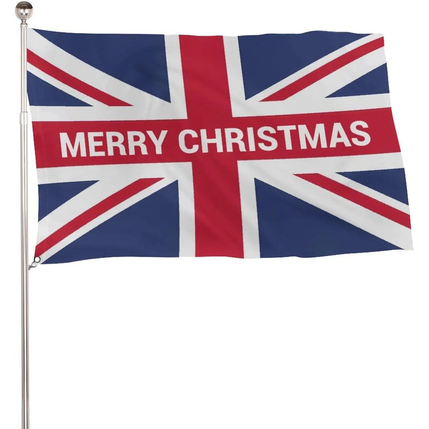 Merry Christmas Union Jack Flag 115D Polyester 5x3 ft with 2 Metal Eyelets