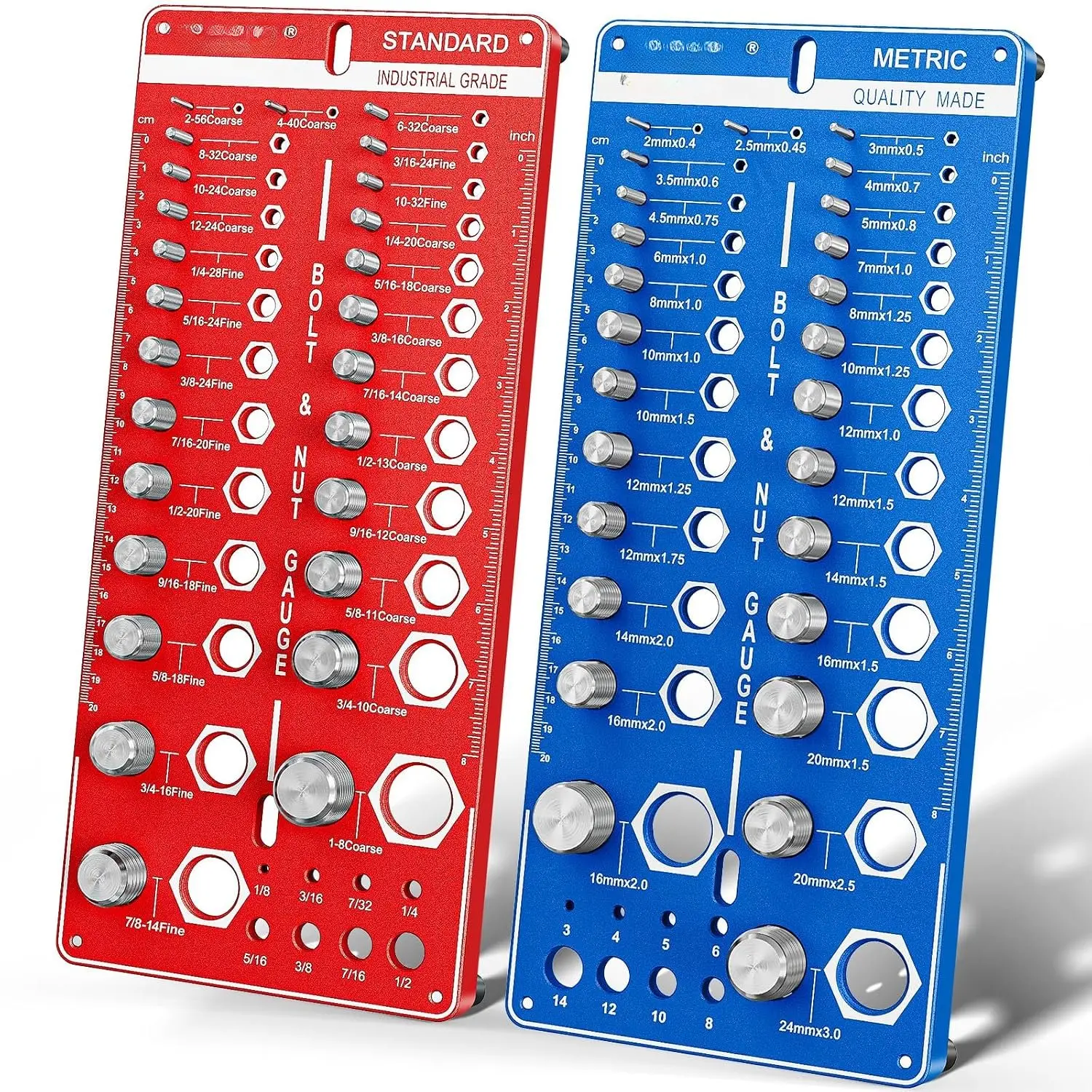 68 Nut and Bolt Thread Checker Standard and Metric, Screw Thread Gauge | Bolt and Nut Identifier Gauge 26 SAE & 26 Metric & 16 Drill Gauges, Screw Size Checker Bolt Size Finder for  Identify