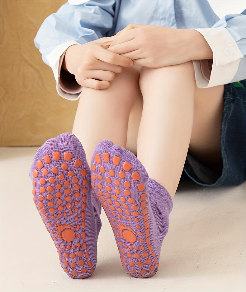 1 Pairs Non-Slip Floor Socks for Kids Adults Thin Mid-Calf Yoga Gym Socks Soft NonSkid Sole Indoor Play Spring Fall