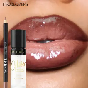 2pcs/set Lip Liner & Clear Lip Gloss Set, 2PCS Waterproof Long-Lasting Formula, Smooth Glide for Precise Lining & Glossy Finish, Everyday Lip Makeup Essential