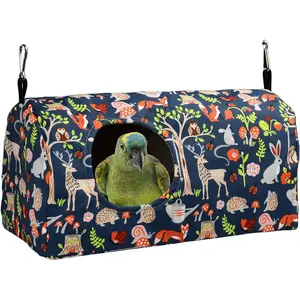 ShuRung Parrot Cockatiel Warm House Bird Nest Bed Winter Hanging Hammock Birds Sleeping Bed Parrot Hideway Bed Polyester Fabric for Parrot Parakeet Cockatiels Budgies Lovebird African Grey (L)
