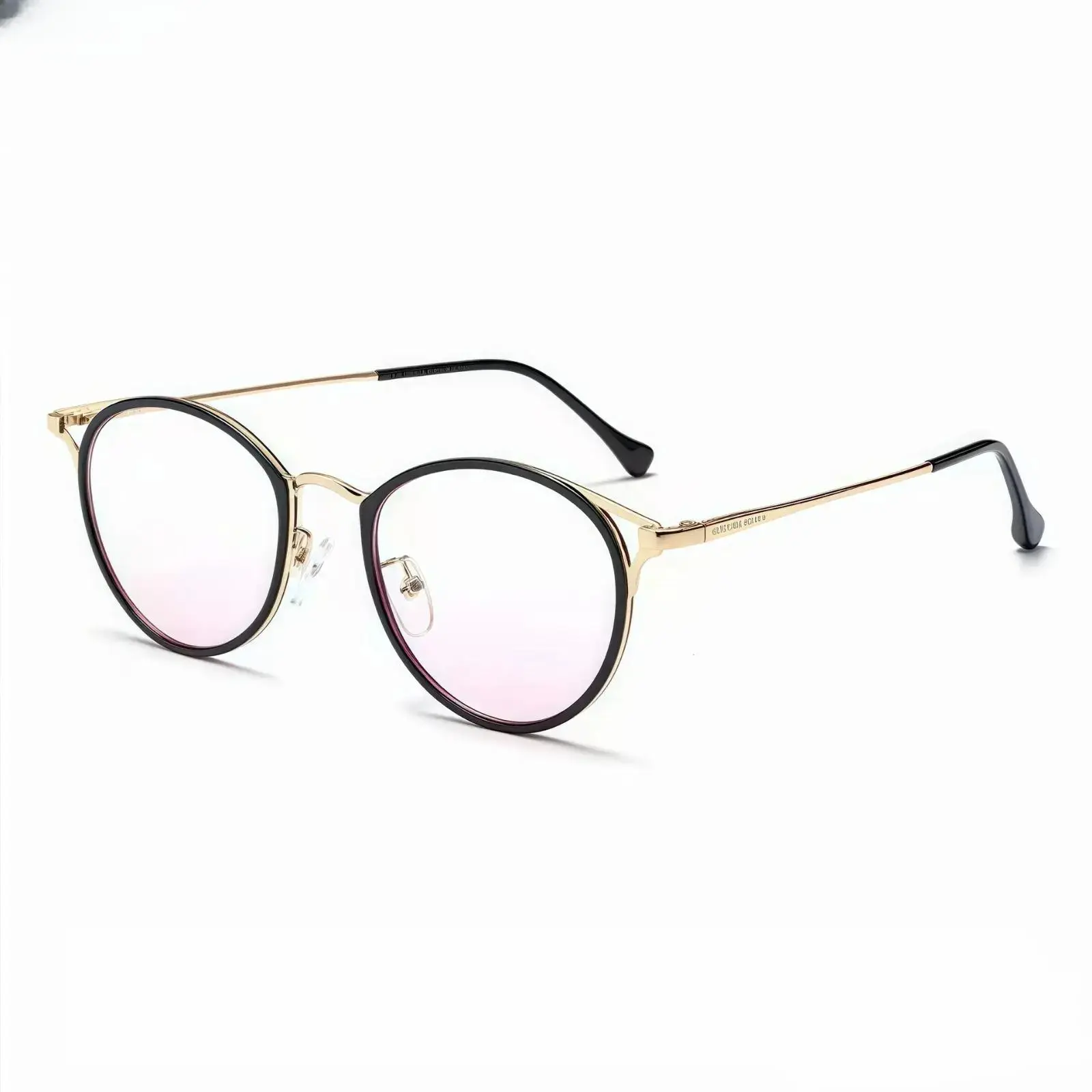 Women's 2026 New Round Cat Eye Bluelight Glasses, Trendy Vintage Thin Metal Frame, Fashion Face-Slimming Non-Prescription Anti-Eye-Strain Eyewear, Office & Daily Wear Accessories, Trendy Vintage Eyeglasses, Gold-Tipped Non-Prescription Glasses tiktokshopb