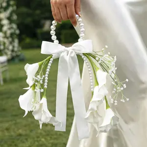 Pearl Handheld Bouquet, Fashionable New Trendy Flower Arrangement, Lily-Of-The-Valley Wedding Bouquet, Bride and Bridesmaid Pearl Bouquet