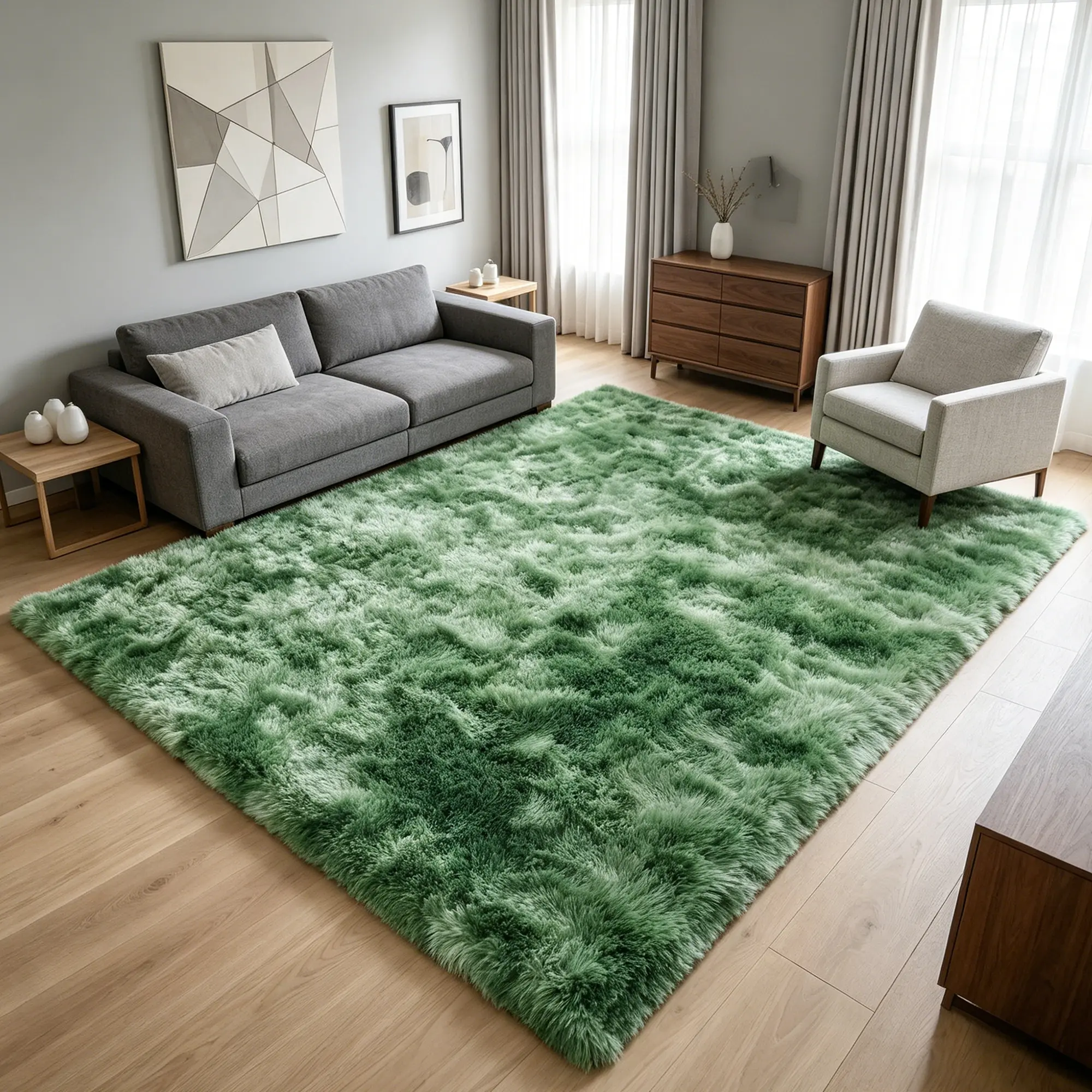 BLIOWL Tie Dye Shag Area Rug for Living Room Bedroom, Non-Slip No Shedding Super Soft Fluffy Plush Carpet, Thick Water Washable Gradient Floor Rug, Luxury Modern Fuzzy Indoor Home Decor, Multiple Sizes