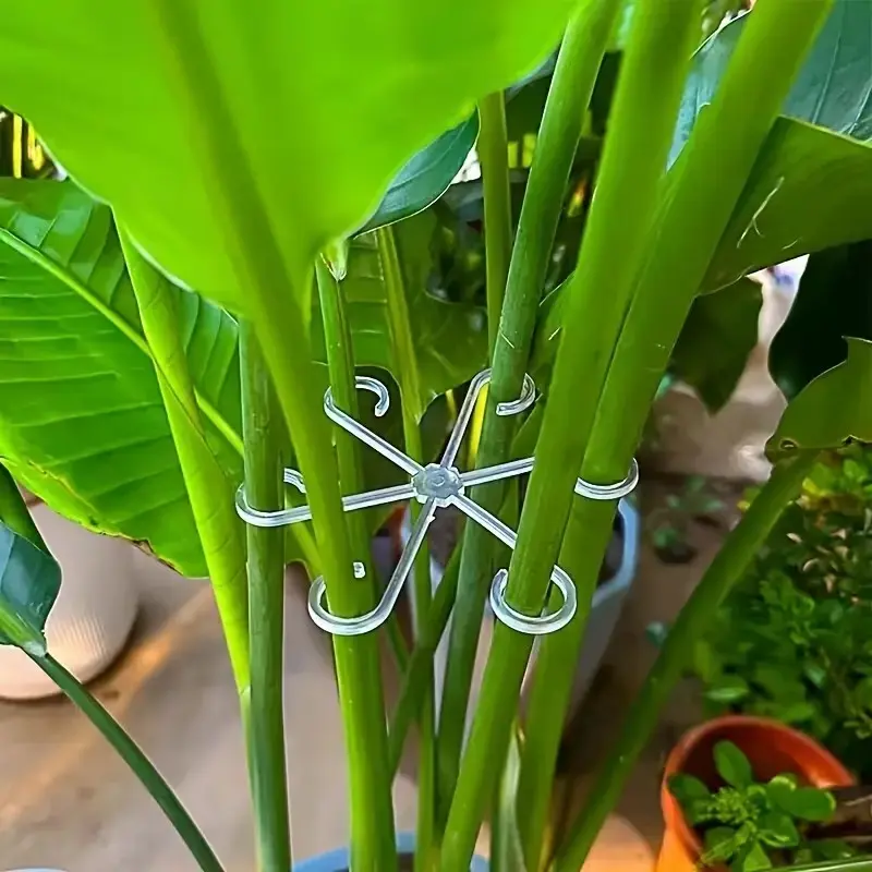 8pcs Green Plant Stem Support Clips, Garden Plant Supplies, with Adjustable Arms & Sturdy Hooks - Heavy Duty Climbing Frame for Indoor/Outdoor Monstera, Hydroponic Plants, Flower Pots - Easy Install Garden Stakes Garden Trellis