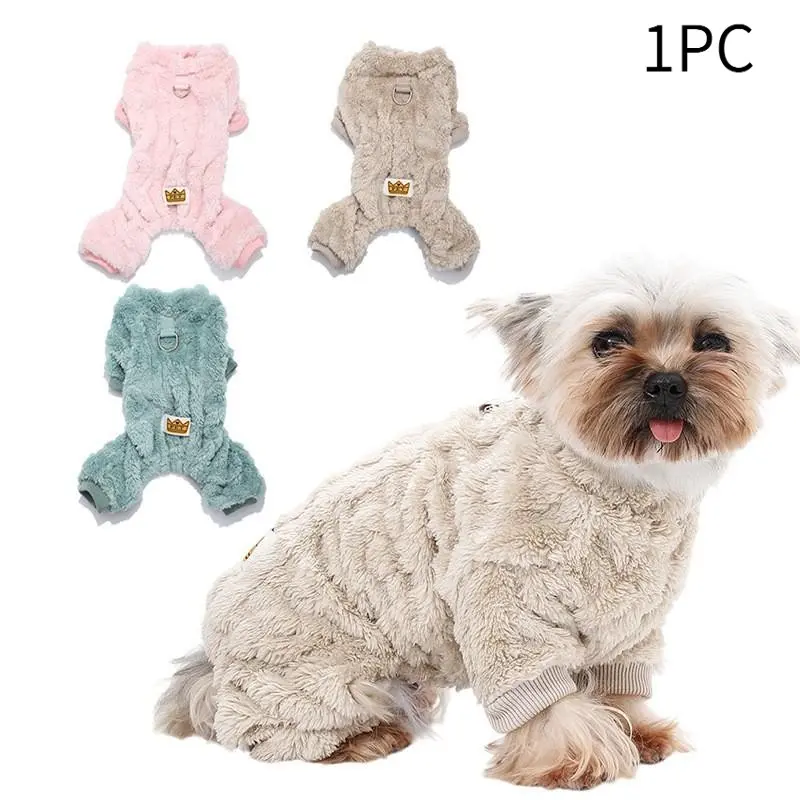 Dog Sweater, Double-Sided Fleece Four-Legged Jumpsuit, Cable Knit Pattern Warm Winter Dog Clothes for Small Medium Dogs