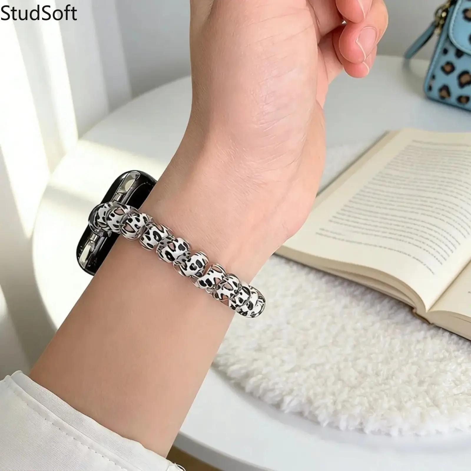 Leopard Print Band Compatible with Apple Watch S11 S10 S9 Series 1-8 SE Ultra Phone Cord Scrunchie Strap Stretchy Elastic Fabric Wristband No Watch,back to school,back to school haul